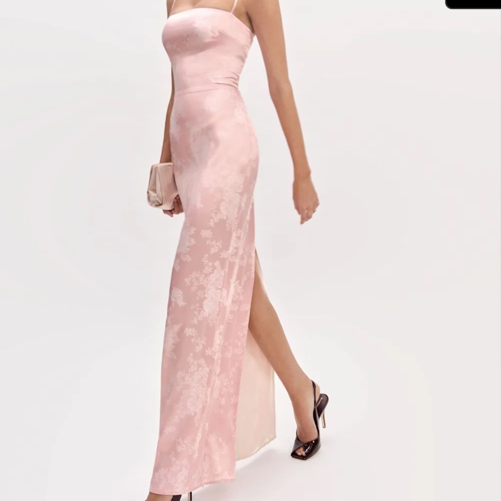 Reformation Frankie Dress In Powder Pink, brand new, never worn, no flaws.